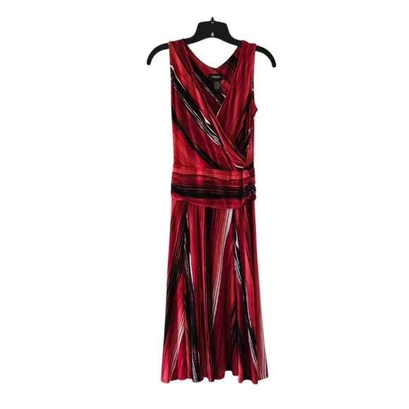 Alyn Paige Wrap Dress V-Neck Surplice Wrap Midi Dress | EUC | S | Red BlacK WHT - Picture 3 of 9